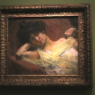 "Jeune femme à l'écharpe jaune" (pastel sur papier) - Albert Besnard